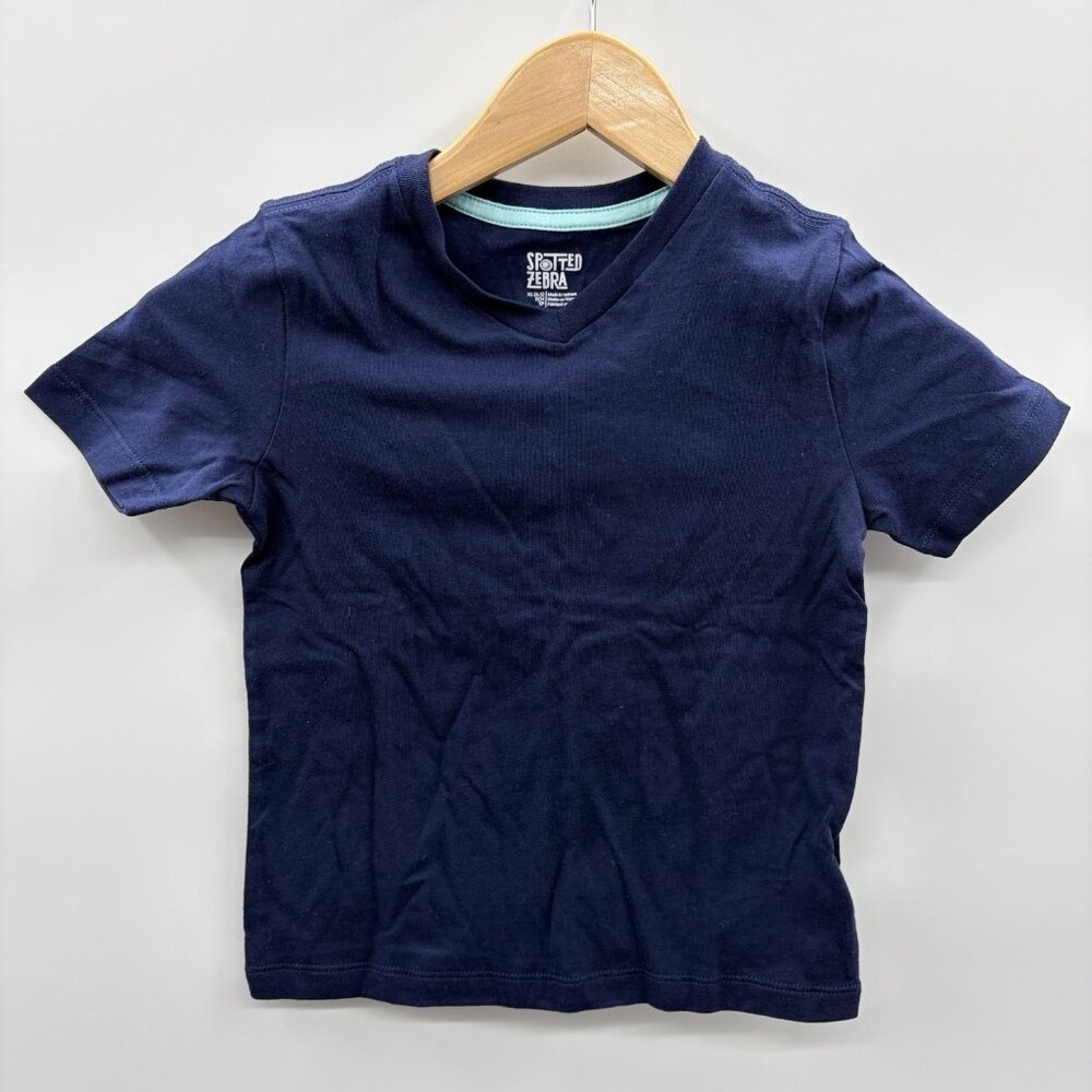 Spotted Zebra Youth Boys XS 4/5 Short-Sleeve V-Neck T-Shirt Top in Blue‎ 2284